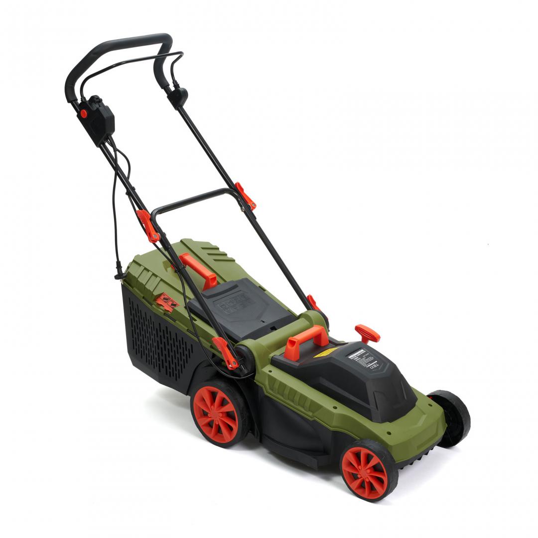 Masina de tuns gazon/iarba electrica Heinner AMGE021, putere 1600 W, 3500 rpm, latime taiere 36 cm, inaltime taiere 25 - 75 mm, sac colector 45 l