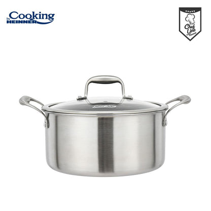 Oala 2.8L cu capac sticla Cooking by Heinner Titanium, 3 straturi, inox, 20 x 10 cm