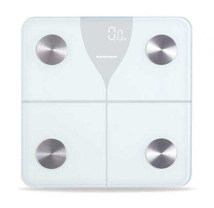 Cantar de baie inteligent Heinner HBS-BTH180WH, sticla securizata 5mm, 180kg, functie bluetooth, display led, gradare: 100g, pornire/oprire automata, baterii: 3 x 1.5v aaa (nu sunt incluse), alb