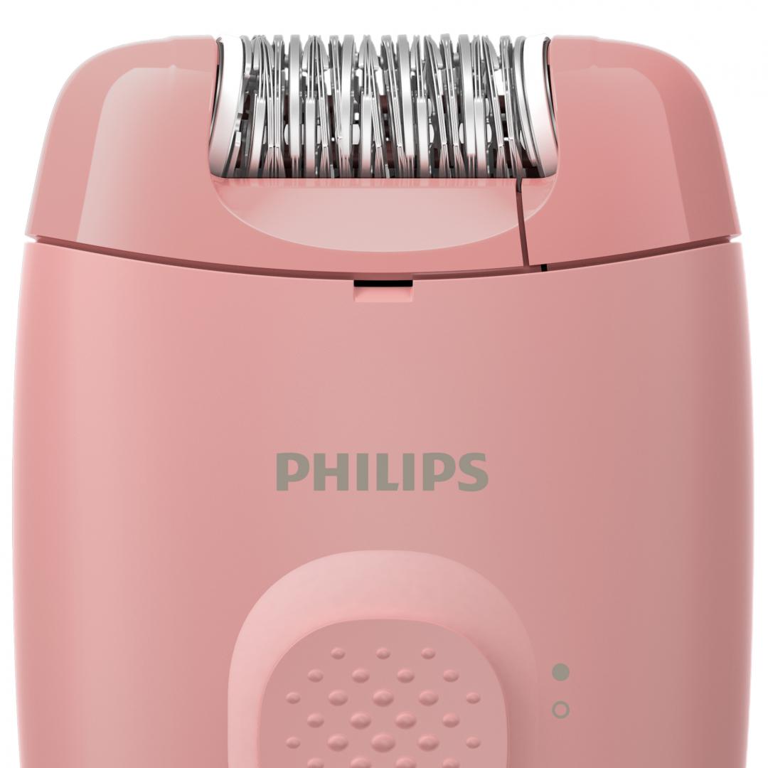 Epilator Philips Seria 2000 BRE227/00, 1 setare de viteza, cap de epilare lavabil, 1 accesoriu pentru corp si picioare, Roz