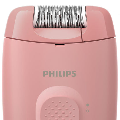 Epilator Philips Seria 2000 BRE227/00, 1 setare de viteza, cap de epilare lavabil, 1 accesoriu pentru corp si picioare, Roz