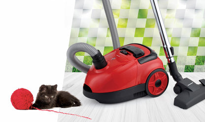 Aspirator cu sac Heinner HVC-VB750RD, putere 750W, putere de aspirare: 180W, sac textil 1.6 L, control variabil al puterii, nivel de zgomot: 78dB, Rosu