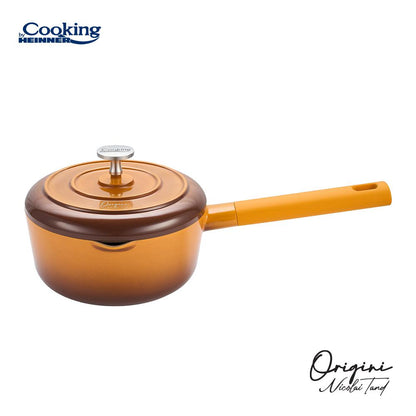 Cratita 1.8L cu capac Cooking by Heinner - Origini Chef Nicolai Tand, aluminiu turnat, invelis ceramic, 18 x 8.5 cm