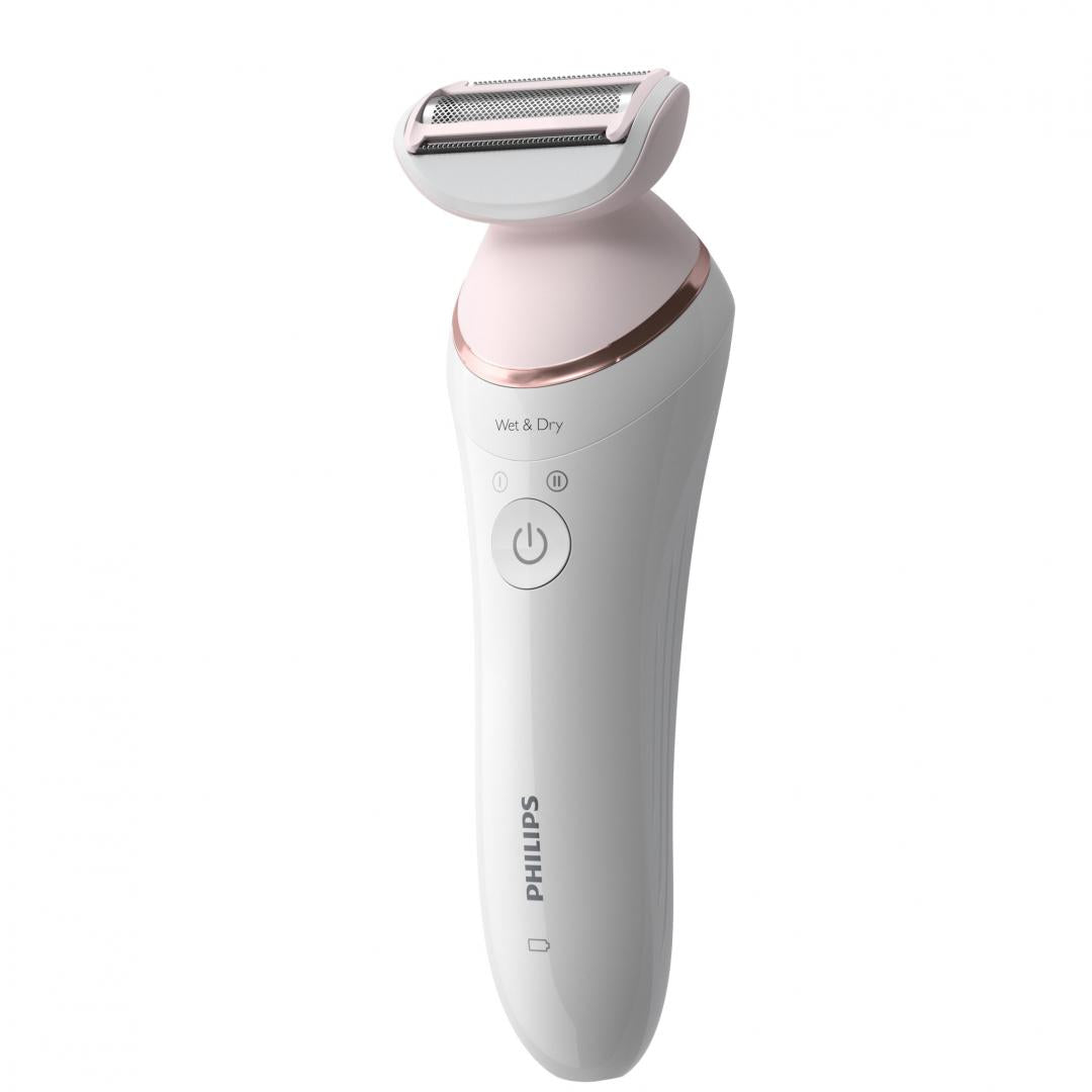 Epilator umed si uscat Philips Seria 8000 BRE730/10, 7 accesorii, 32 pensete, utilizare fara fir, 2 setari viteza, opti-light, discuri ceramice, Argintiu