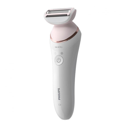 Epilator umed si uscat Philips Seria 8000 BRE730/10, 7 accesorii, 32 pensete, utilizare fara fir, 2 setari viteza, opti-light, discuri ceramice, Argintiu