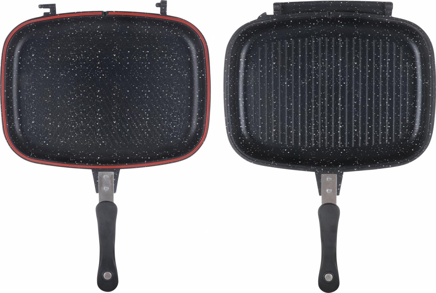 Tigaie dubla grill Cooking by Heinner Dark Line, dreptunghiulara, aluminiu, 32x24x7.5 cm