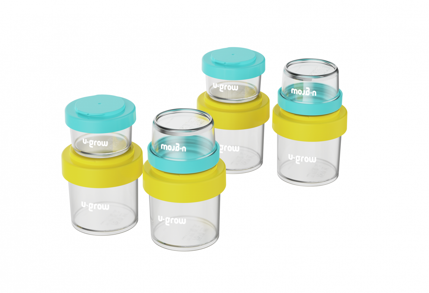 Set 8 Recipiente Cu Capac Pentru Stocare Hrana Copii , 4*80Ml + 4*220Ml, U-Grow