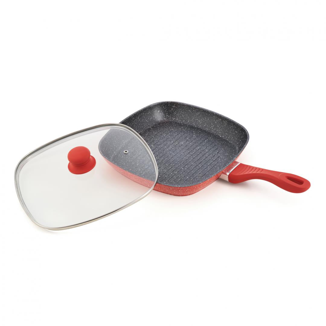 Tigaie Grill Cooking by Heinner Orange Grays cu capac, aluminiu, 28X4cm