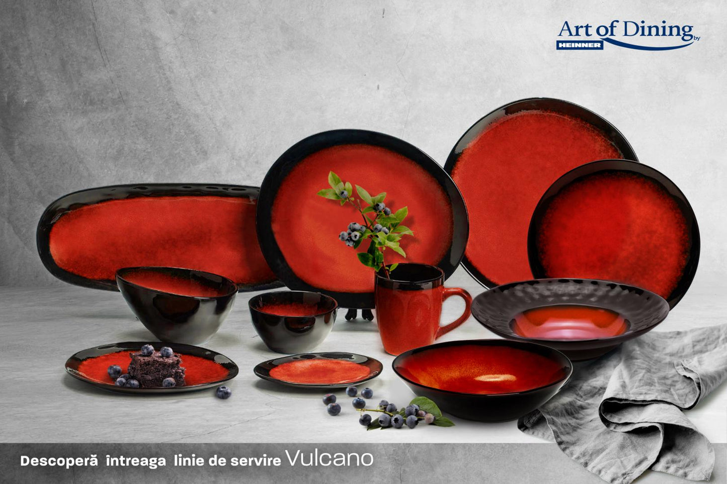 Set 4X Farfurie Intinsa Ceramica 28 Cm, Vulcano, Art Of Dining By Heinner