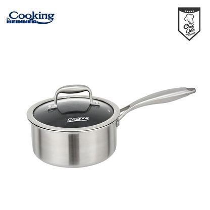 Cratita cu capac sticla Cooking by Heinner Titanium, 3 straturi, inox, 16 x 8.5 cm, 1.6 L