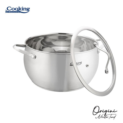 Oala cu capac sticla Cooking by Heinner - Origini Chef Nicolai Tand, inox,24 x 13.5 cm, 6 L