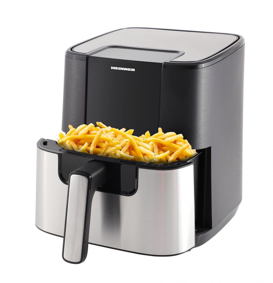Friteuza cu aer cald Heinner HealthyEra 15 HAF-H6BKS1500, 1500W, capacitate: 5.5L, display digital, control touch, 8 programe, negru/silver