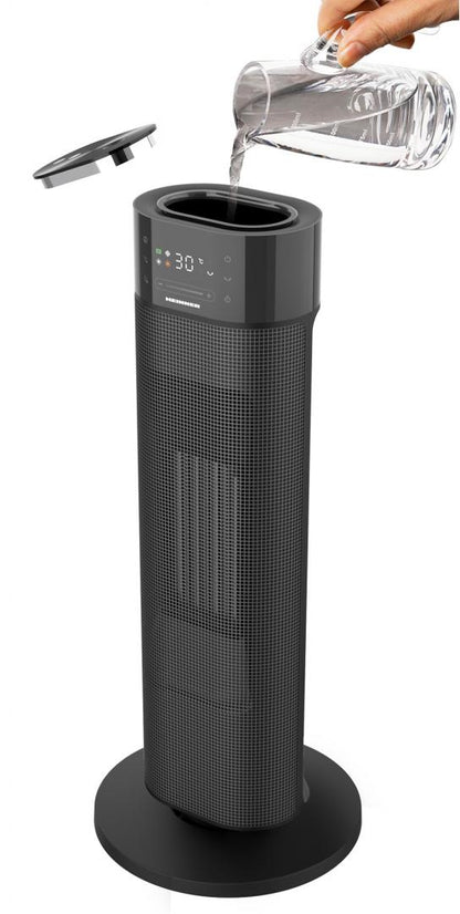 Radiator ceramic cu umidificare Heinner HCH-LH2000BK, 2000 W, Functie umidificare, Display LED, Control touch, Telecomanda, Functie ECO, Oprire automata, Functie Oscilare, Negru