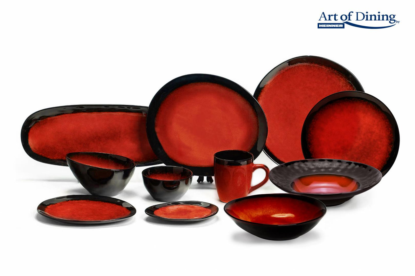 Set 4 farfurii ovale Art of dining by Heinner Vulcano, ceramica, 28 cm