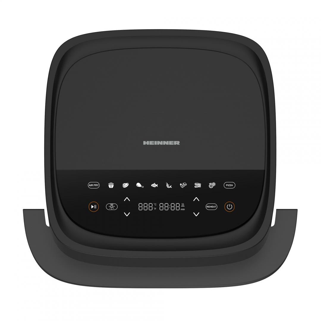 Friteuza cu aer cald si cuptor pizza 2 in 1 Heinner pizza EastFry HPAF-B4DC22BK, 2200W, capacitate 4L si 25.4 diametru pizza, control digital, 9 programe presetate, programe presetate, 40-230 grade, timer 60 min, negru