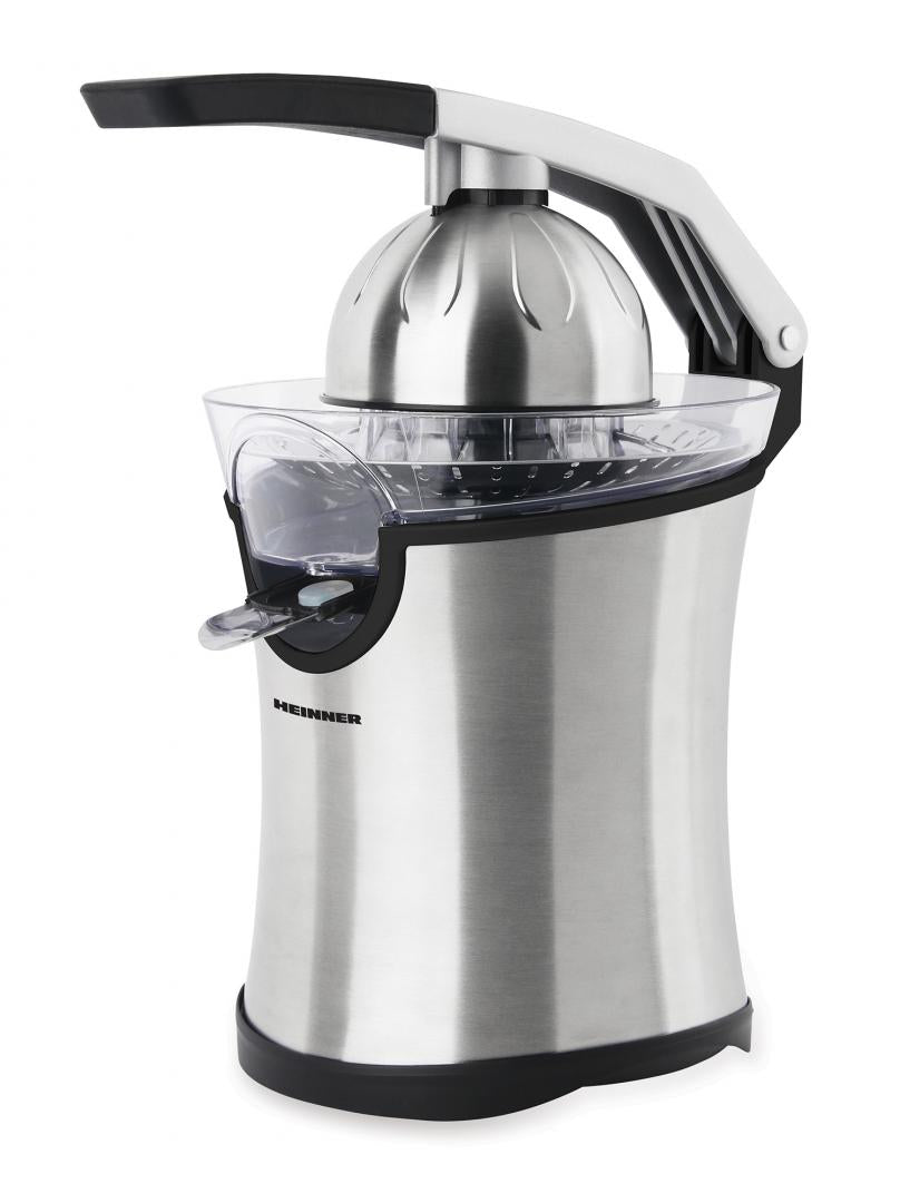 Storcator de citrice Heinner Aren HCP-160SS, 160W, 2 conuri, filtru inox, maner cu aluminiu turnat, picioruse antialunecare, inox