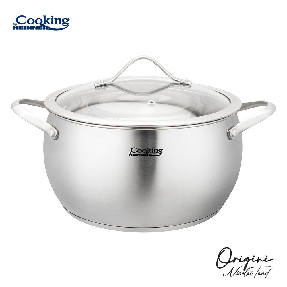 Oala 4.3L cu capac sticla Cooking by Heinner - Origini Chef Nicolai Tand, inox, inductie, 22 x 11.5 cm