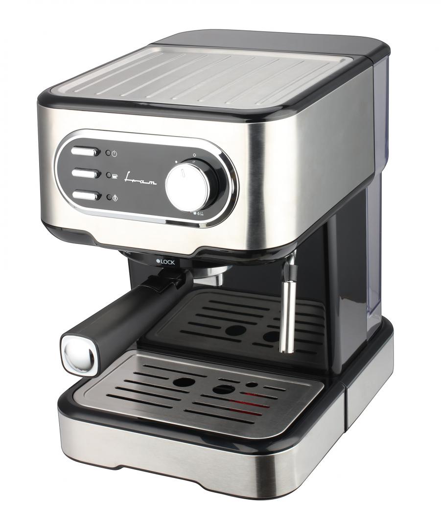 Espressor manual FRAM FEM-850BKSS, 850W, 15 bar, rezervor apa 1.5L, Argintiu