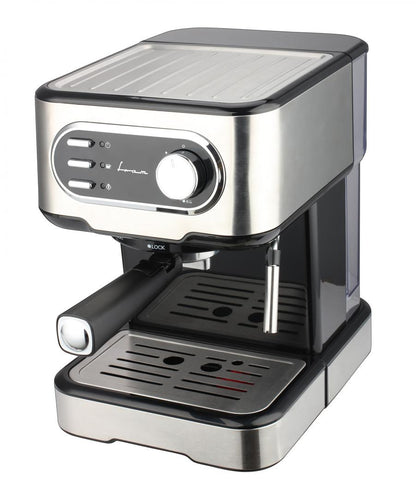 Espressor manual FRAM FEM-850BKSS, 850W, 15 bar, rezervor apa 1.5L, Argintiu
