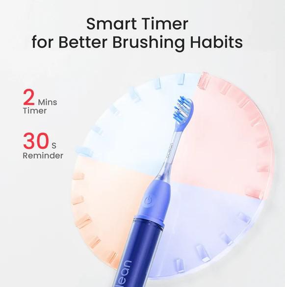 Periuță de dinți sonică Oclean Ease, cu fluor, Functii: Smart Timer 2 Min, 2 Moduri De Utilizare, 45 Db, Ipxaterproof, Durata Baterie Pana La 120 Zile, Protectie Impotriva Prafului, Perfecta Pentru Calatorii,