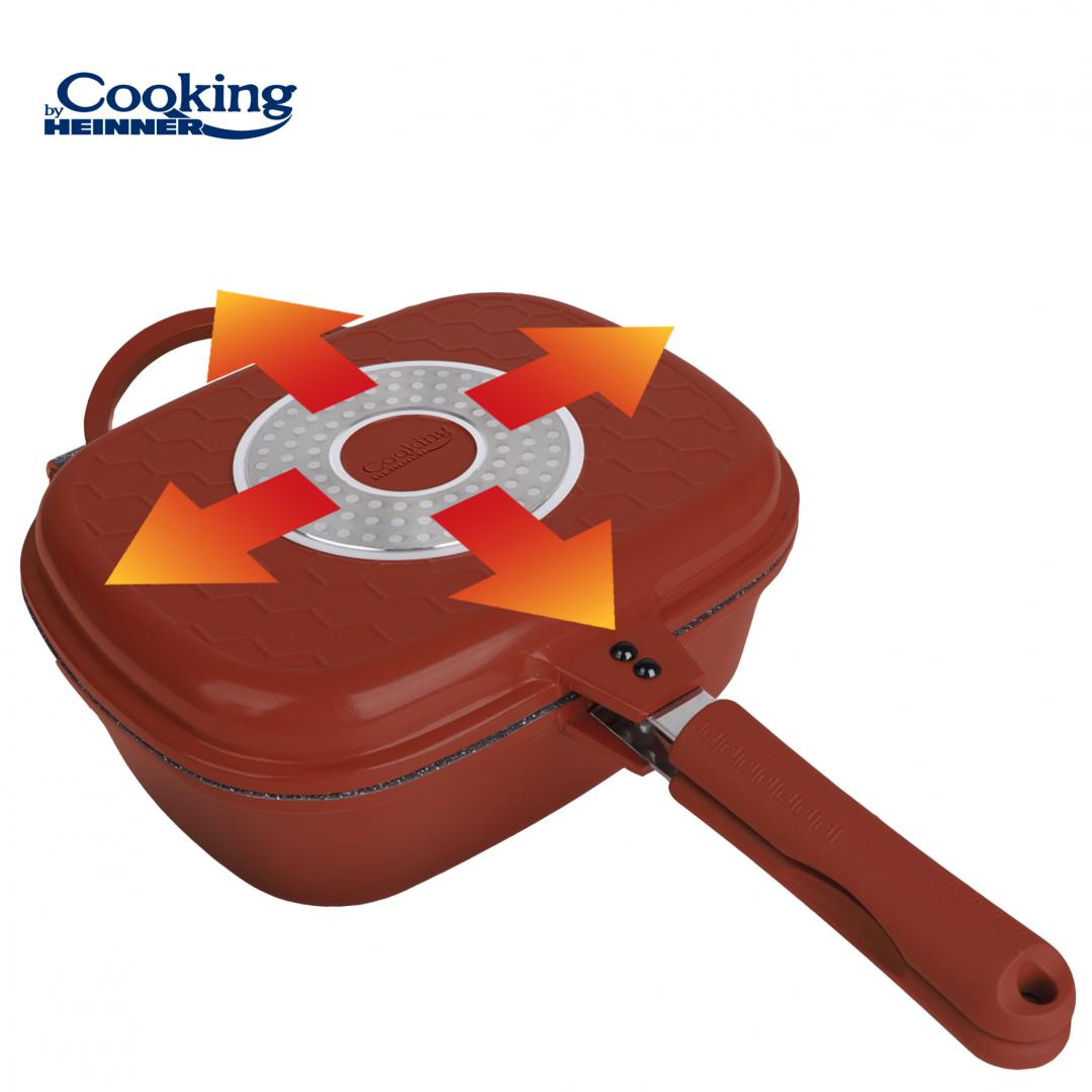 Tigaie dubla Cooking by Heinner Calabria, aluminiu turnat, 30x24x12cm