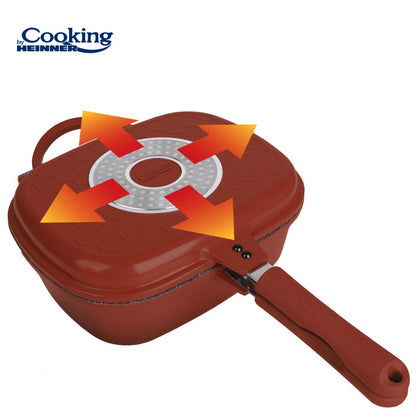 Tigaie dubla Cooking by Heinner Calabria, aluminiu turnat, 30x24x12cm