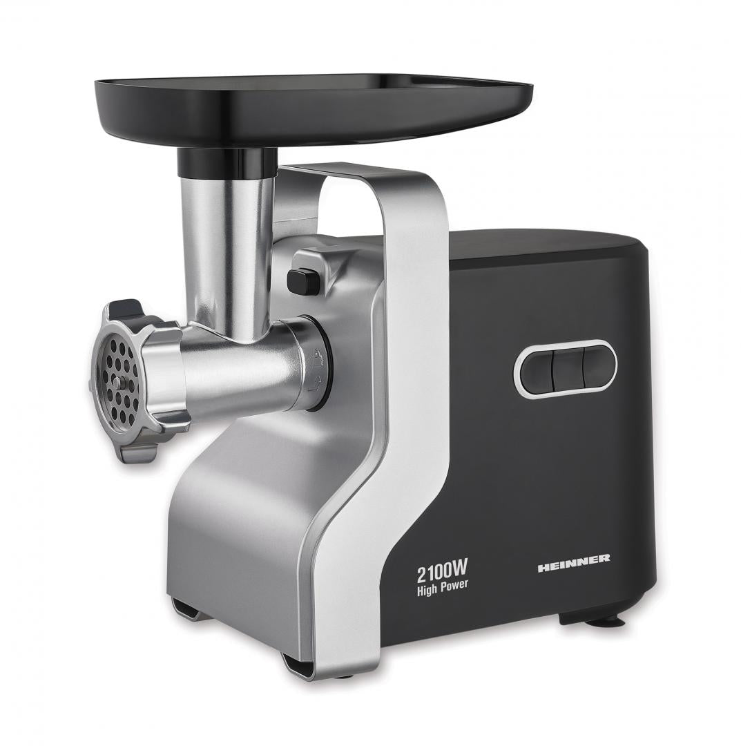 Masina de tocat carne Heinner MG-2100BKSL, 2100 W, Accesoriu rosii, Cutit Inox, Negru/Argintiu