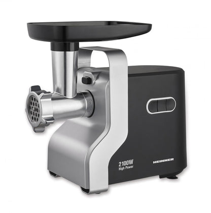 Masina de tocat carne Heinner MG-2100BKSL, 2100 W, Accesoriu rosii, Cutit Inox, Negru/Argintiu