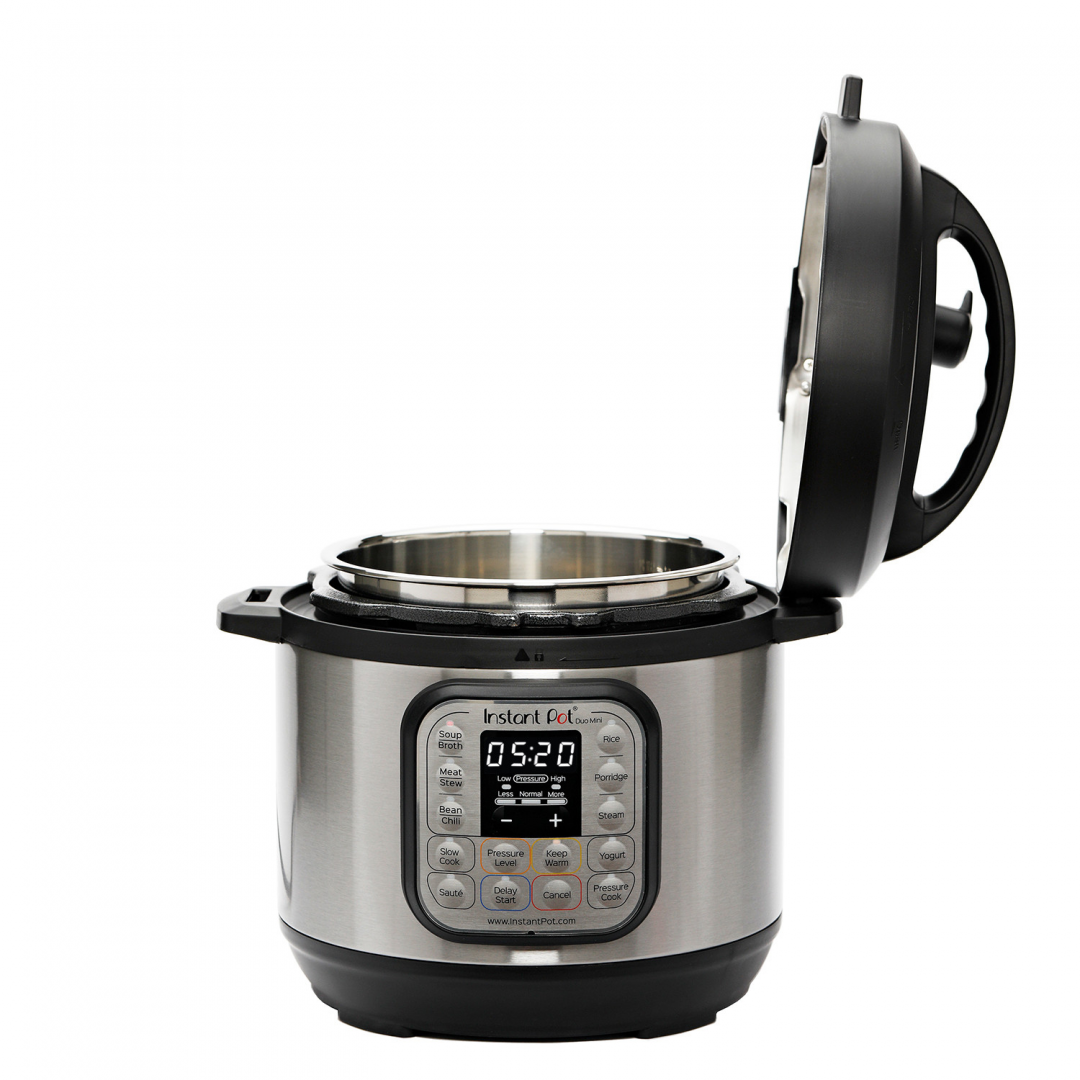Multicooker Instant Pot Duo 3 MINI, 700W, 14 programe presetate, Capacitate 2.8 litri, Capac detasabil, Functie manuala, Inox/Negru