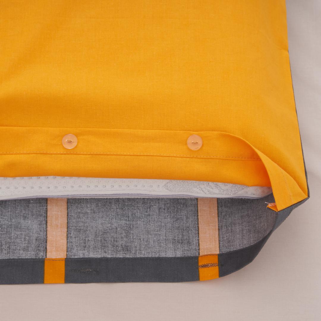 Set De Pat Single Bumbac Grey/Orange