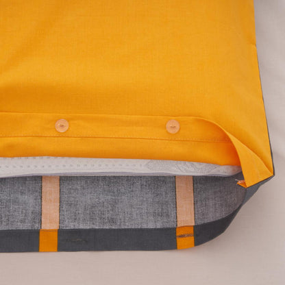 Set De Pat Single Bumbac Grey/Orange