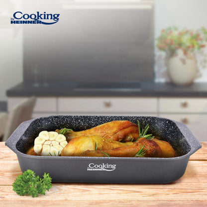 Tava Cooking by Heinner Dark Line, aluminiu turnat, acoperire ceramica, 39.5 x 26 x 6.3 cm