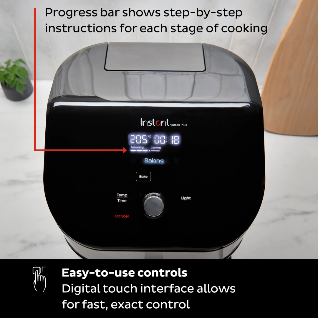 Friteuza cu aer cald Instant Pot Vortex Plus 6 Clear Cook, Ecran digital, Cos detasabil, 6 functii de gatire, 5.7 L, 1700 W (Negru)