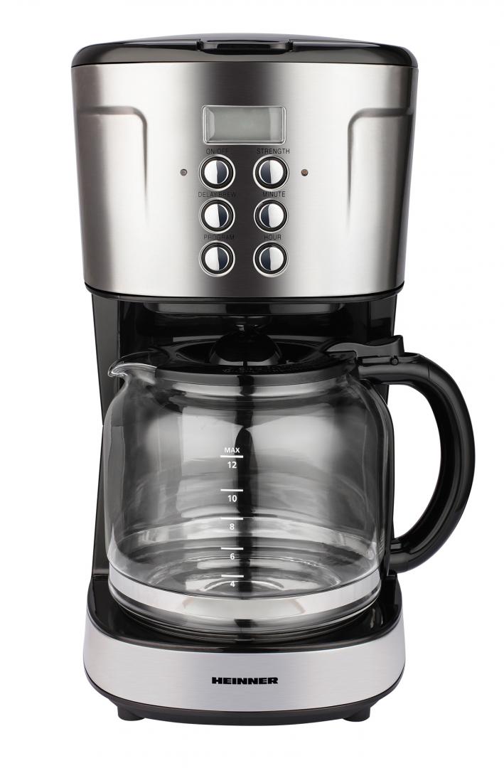 Cafetiera digitala HCM-D915BKS Heinner, 900 W, 1.5 L, timer, Negru/Inox