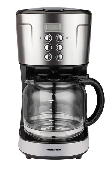 Cafetiera digitala HCM-D915BKS Heinner, 900 W, 1.5 L, timer, Negru/Inox