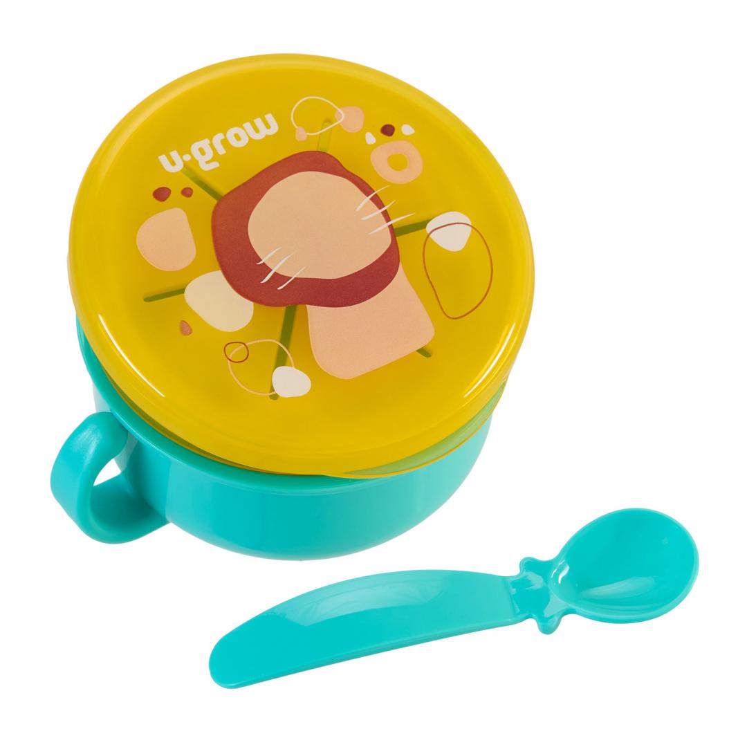 Bol 2 In 1 Pentru Snackuri Si Lingurita, Blue, U-Grow