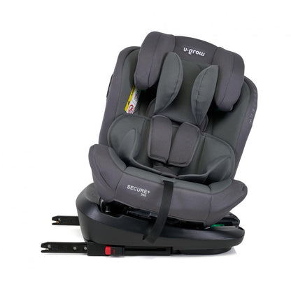Scaun auto U-Grow Secure+ 40-150 cm , 360 grade , 4 pozitii de ajustare pe spate , 10 pozitii de ajustare a tetierei pe inaltime, gri, U-Grow