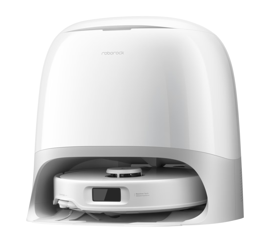 Robot de aspirare Roborock Qrevo Curv 5A1 QRCS02-00, 18500 PA, tehnologie HyperForce, mop FlexiArm 200rpm, AdaptiLift, sistem Dual Anti-Tangle, dock multifunctional 3.0, autocuratare cu apa fierbinte, uscare cu aer cald, alb