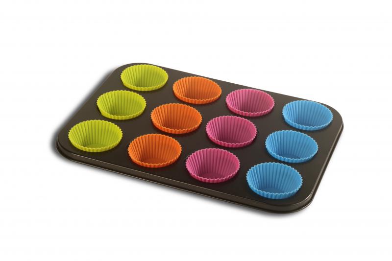 Tava 12 briose Vanora Home, Teflonata, Forme silicon