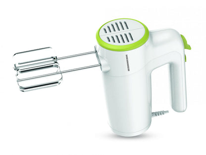 Mixer de mana HEINNER HM-300GR, 300w, 6 viteze+turbo, 2 seturi accesorii inox, alb/verde