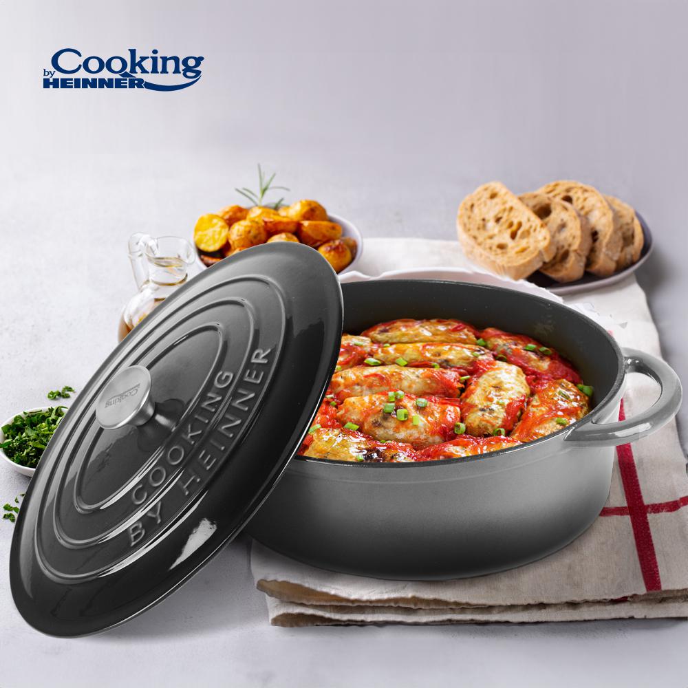 Oala 9L fonta emailata cu capac Cooking by Heinner Marble Grey37 x 29 x 15 cm