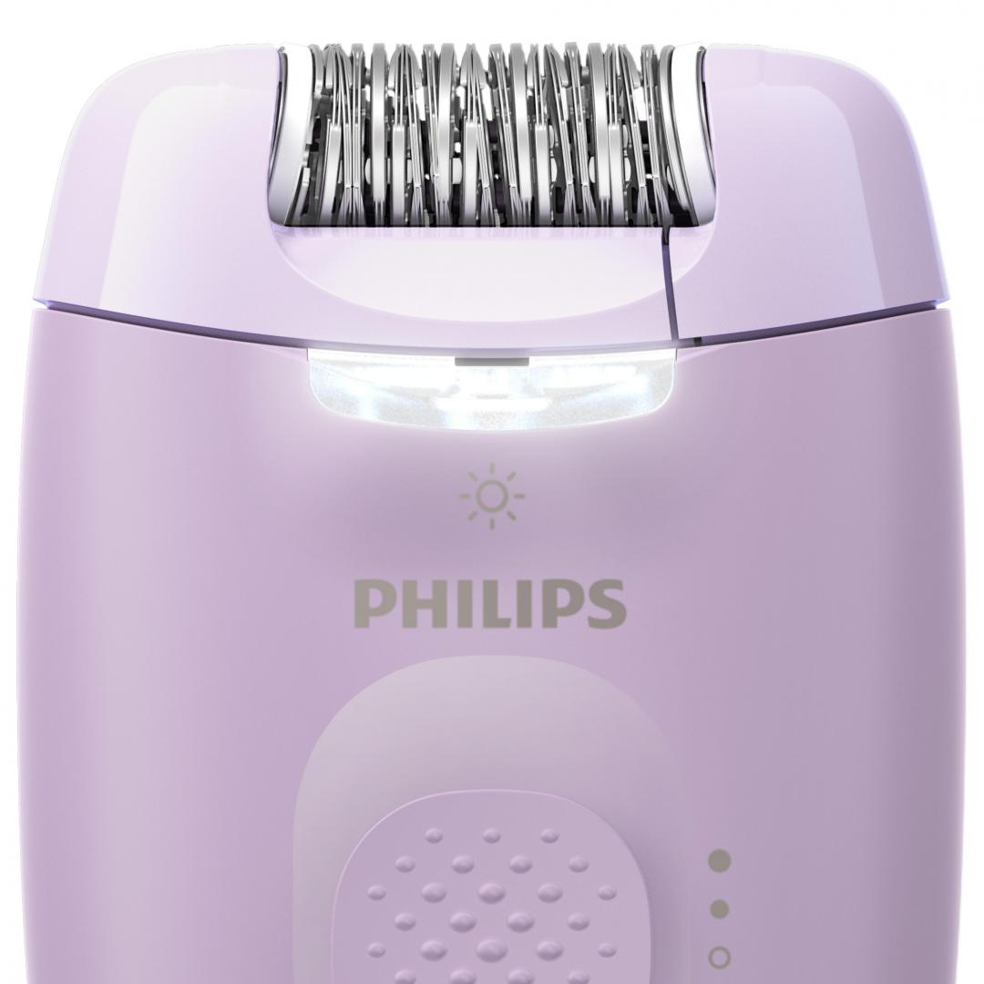 Epilator Philips Seria 4000 BRE257/00, 2 setari de viteza, cap de epilare lavabil, 4 accesorii pentru corp si zona inghinala, lunina LED, Lila
