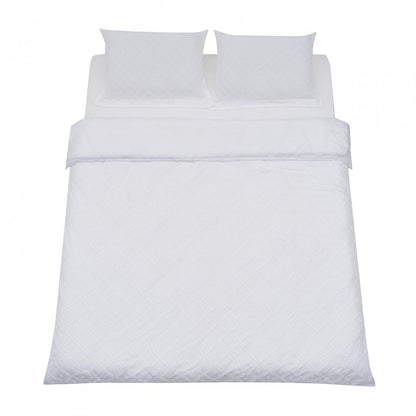 Lenjerie de pat king size pentru 2 persoane Tuff Heinner Home, cearsaf pilota 200x220 cm, cearsaf pat 220x240 cm, 2 fete de perna oxford 50x70+5 cm, microfibra, broderie Tuffata, alb