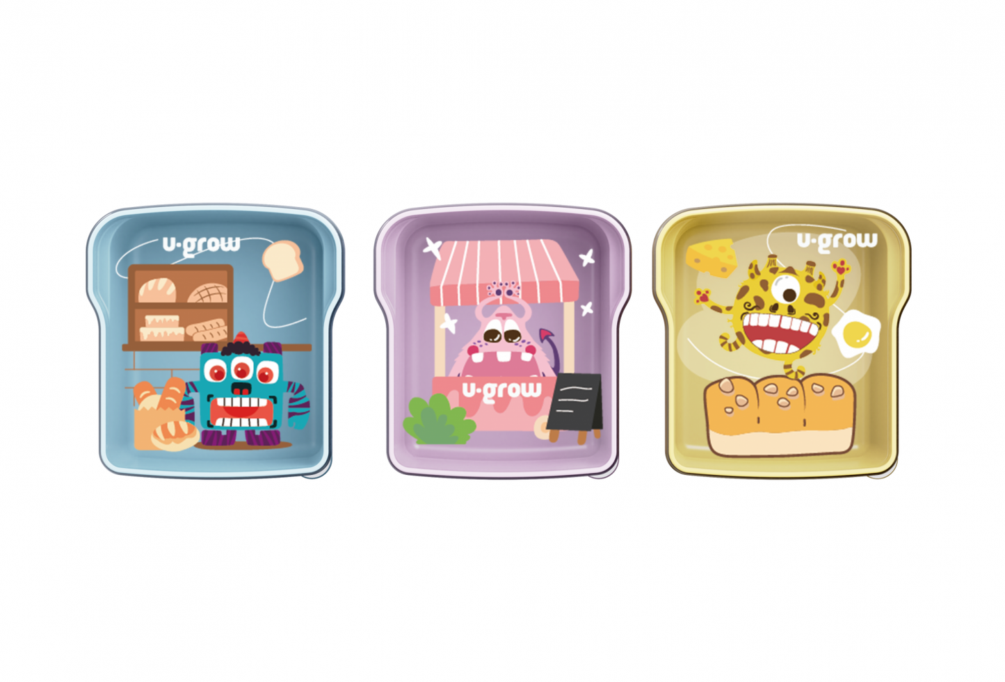 Set 3 caserole multicolore U-Grow, 3 x 300ml