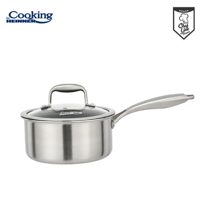 Cratita cu capac sticla Cooking by Heinner Titanium, 3 straturi, inox, 16 x 8.5 cm, 1.6 L
