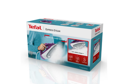 Fier de calcat Tefal Express Steam FV2836E0, 2400W, jet de abur 165 g/min, abur variabil 0-35 g/min, 270 ml, violet