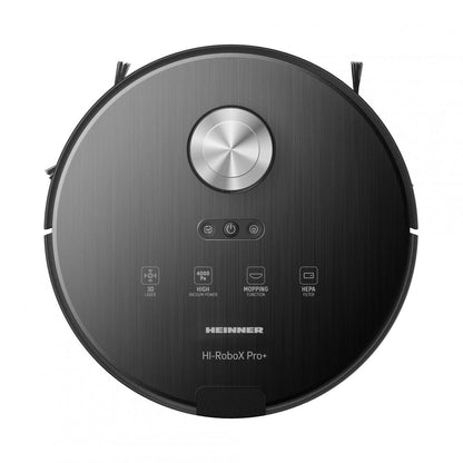 Robot de aspirare Heinner HI-RoboX PRO+ HRVC-MAI52DSBK, WI-FI, aspirator si mop, 14.4V/ 5200 mAh, putere aspirare 4000Pa, motor BLDC, navigatie LDS, AI Technology, autonomie 200 min, recipient praf: 230 ml, rezervor apa: 240 ml, negru