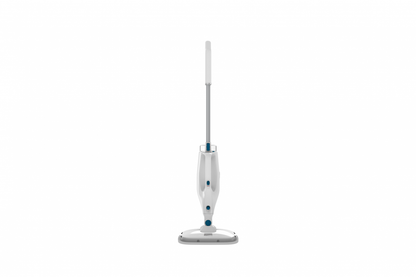 Mop cu abur Heinner SteamStrike HSM-M1400WH-BL, 1400W, capacitate rezervor apa: 420 ml, timp incalzire 15s, debit abur 21/27 g/min, temperatura abur 130°C, 2 lavete incluse, alb