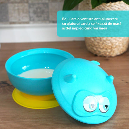 Bol Cu Ventuza Si Capac 340 Ml, U-Grow