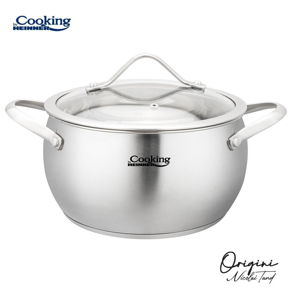 Oala 2.5L cu capac sticla Cooking by Heinner - Origini Chef Nicolai Tand, inox, 18 x 10 cm